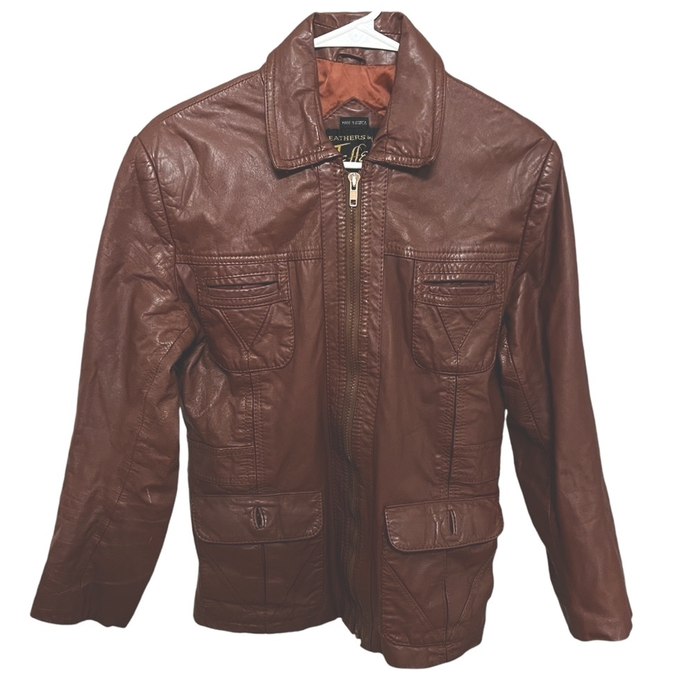 Vintage Leather by Jefferys brown leather lined jacket size 38